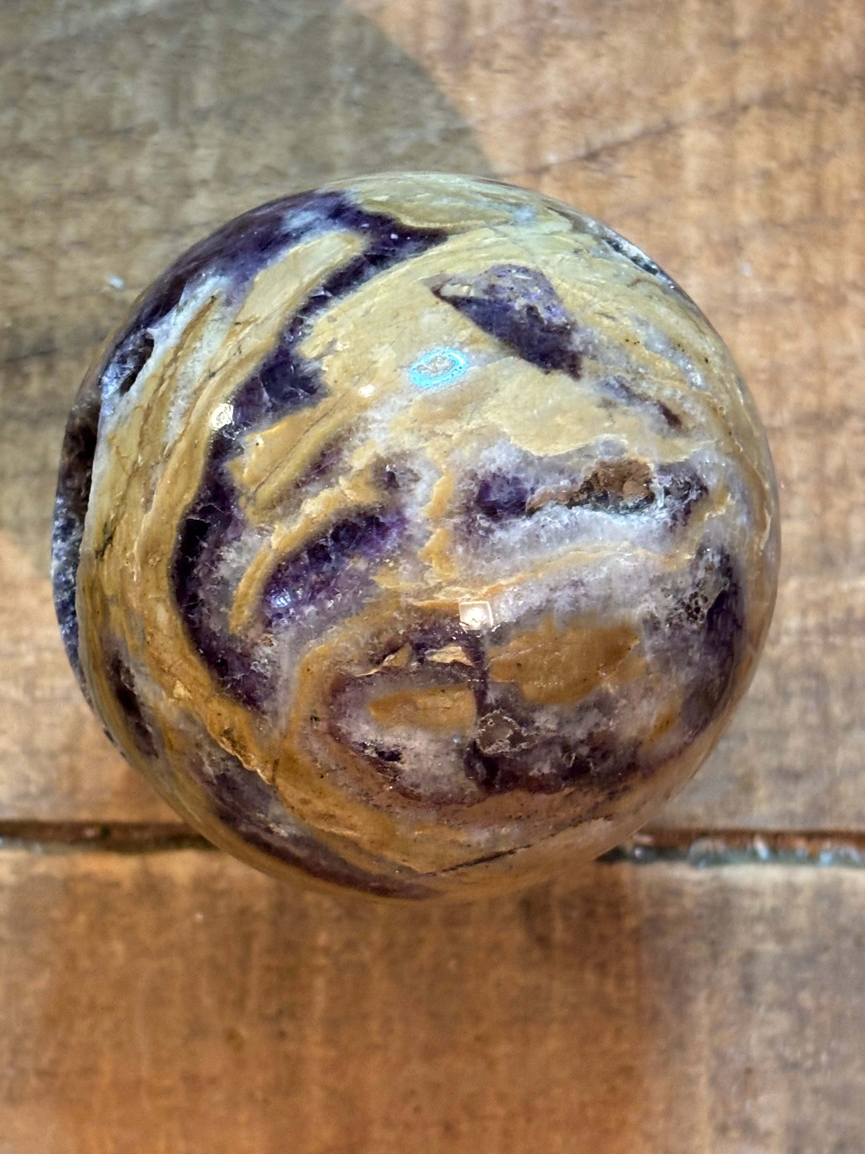 Dream Amethyst Druzy Sphere – Chevron Amethyst Crystal Sphere – 82mm Statement Crystal