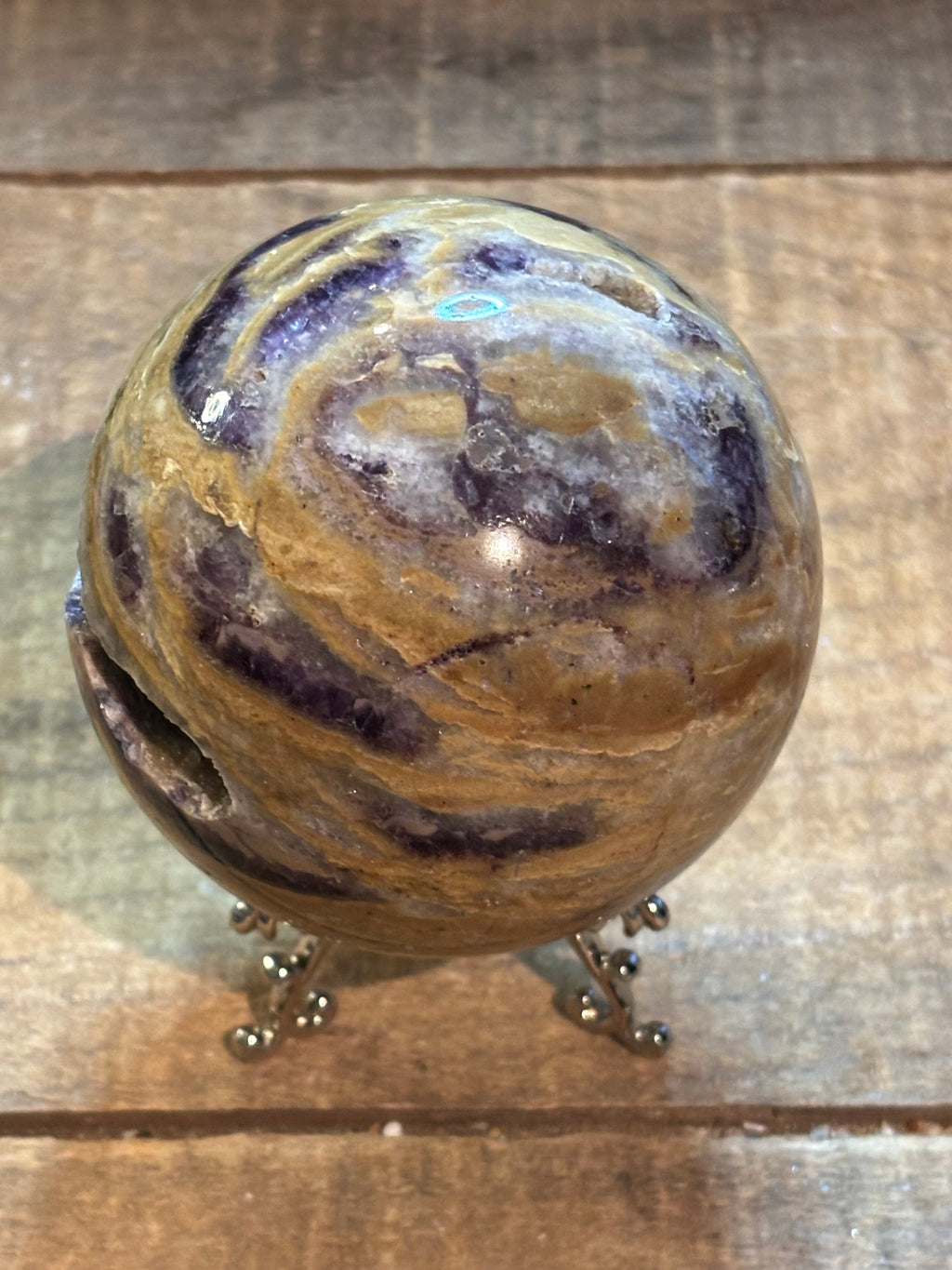 Dream Amethyst Druzy Sphere – Chevron Amethyst Crystal Sphere – 82mm Statement Crystal