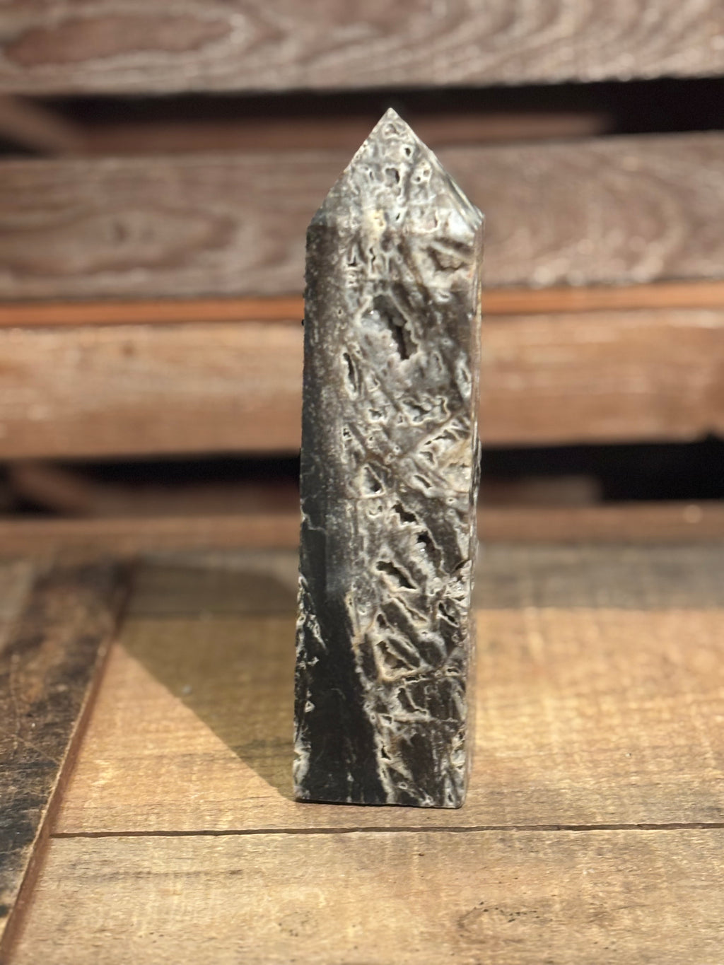 Dark Druzy Agate Tower | Collector Crystal Point