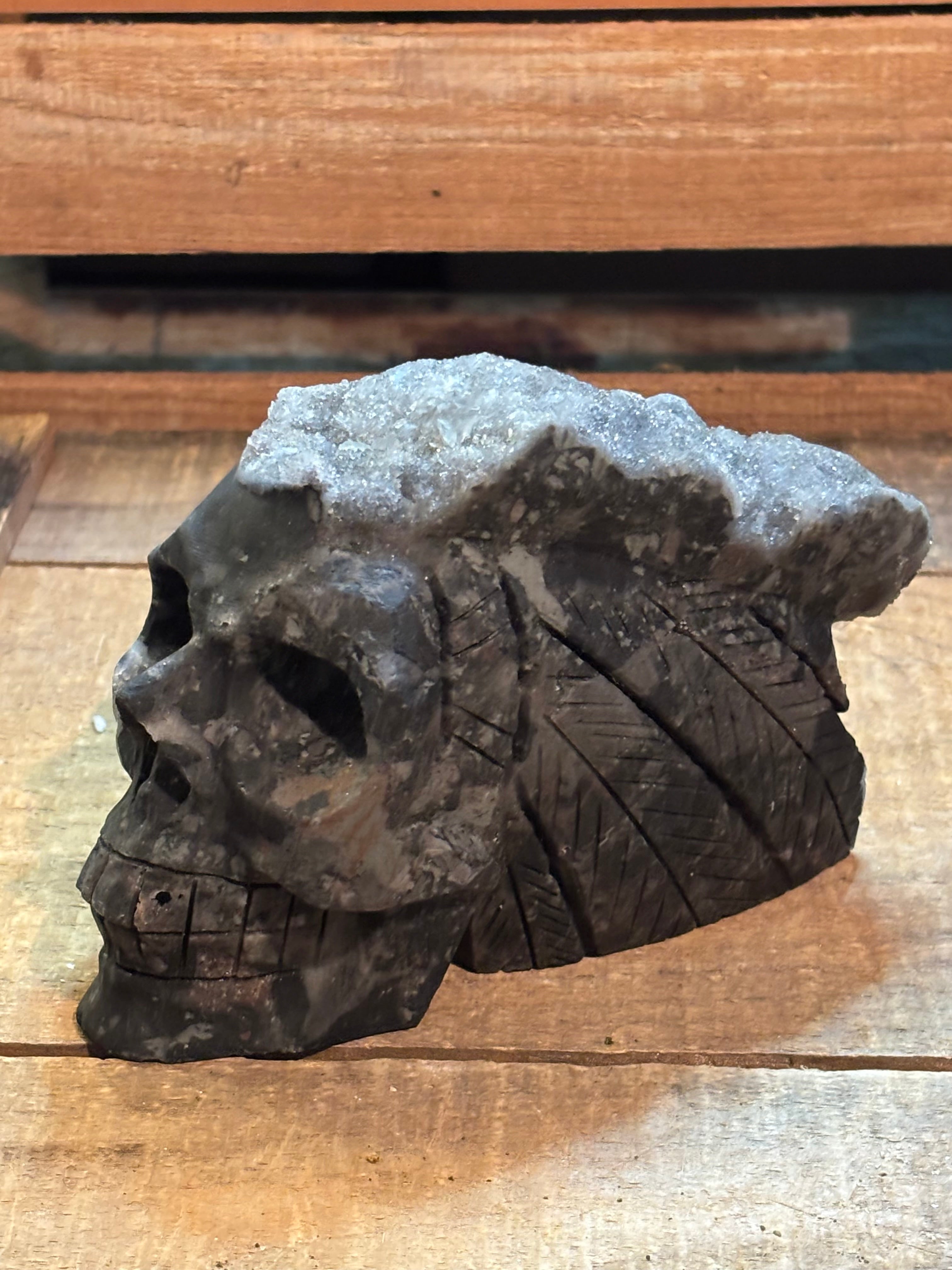 Collector Druzy Crystal Skull – 3.4 lbs