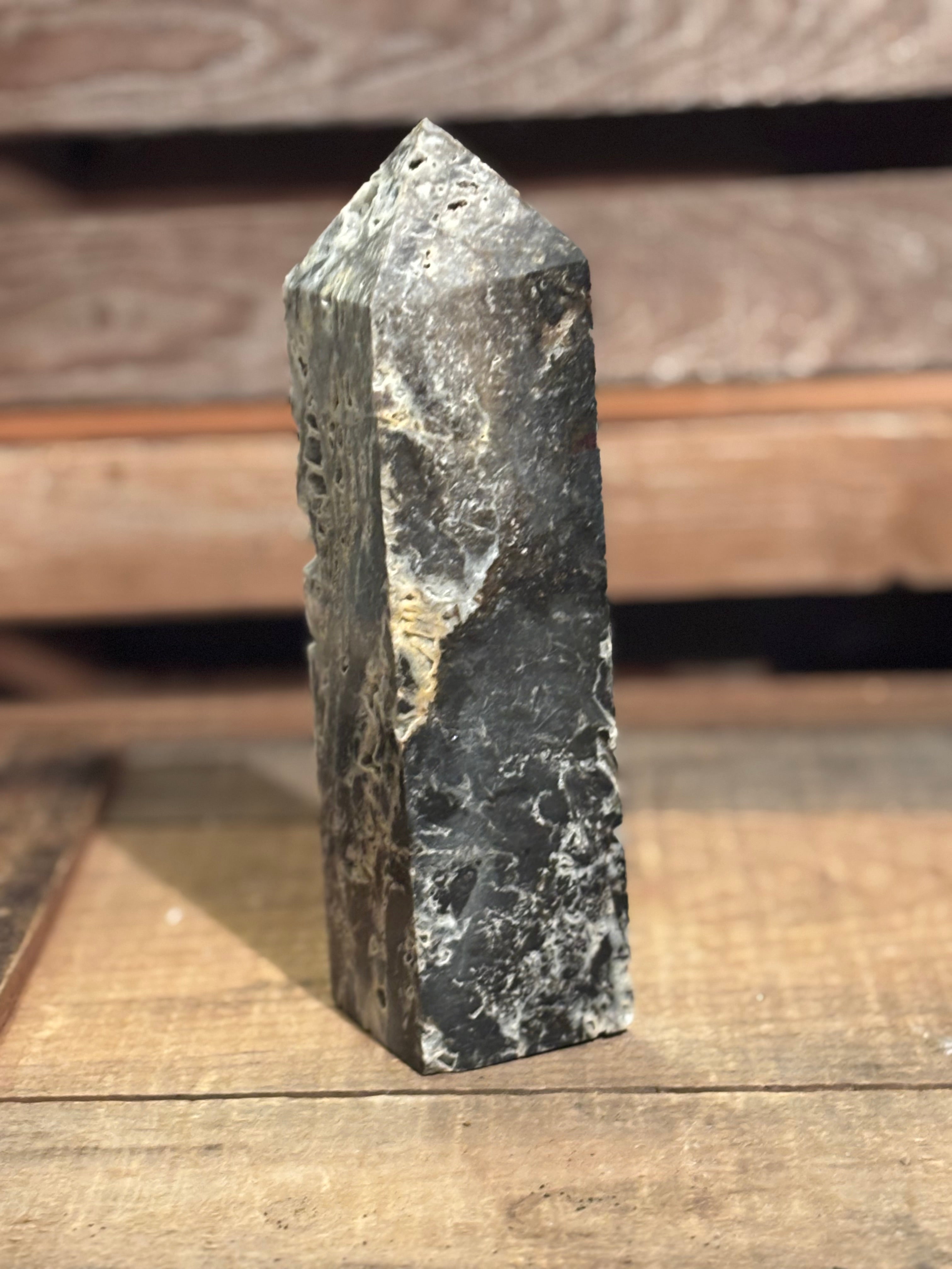 Dark Druzy Agate Tower | Collector Crystal Point