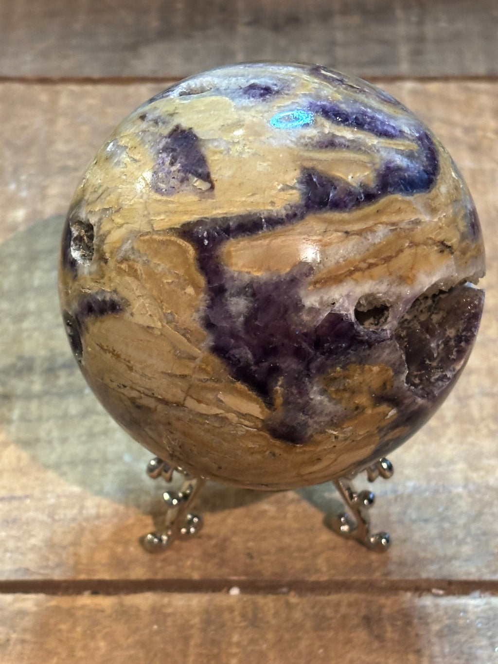 Dream Amethyst Druzy Sphere – Chevron Amethyst Crystal Sphere – 82mm Statement Crystal