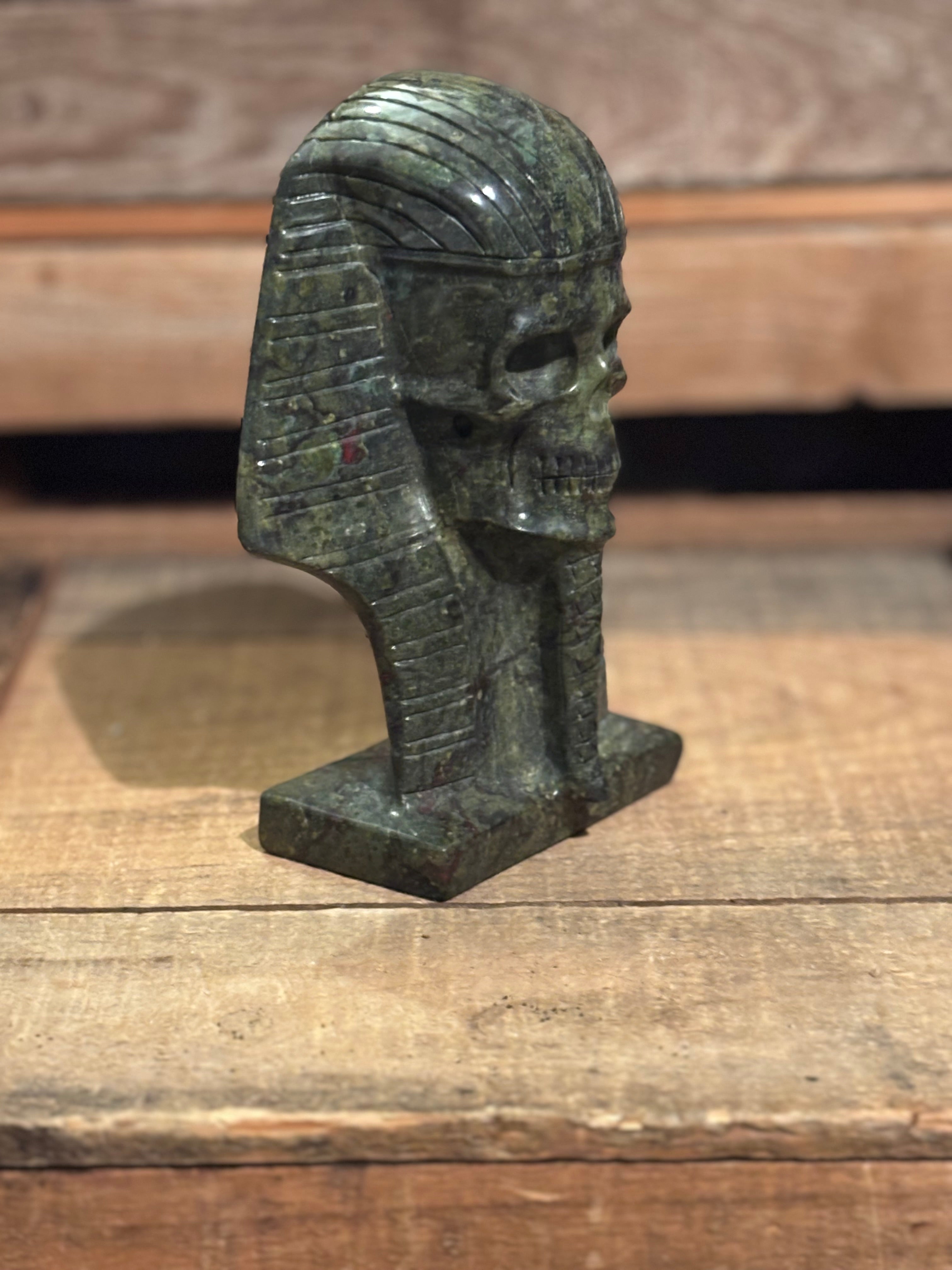 Bloodstone Pharaoh Skull Carving – 3.11lb Statement Piece