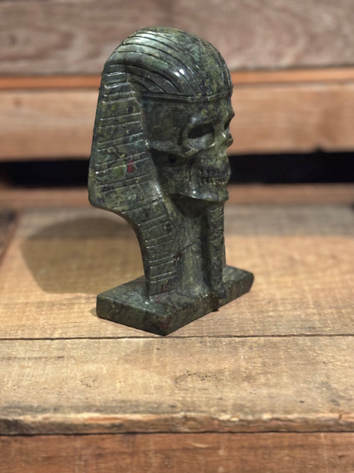 Bloodstone Pharaoh Skull Carving – 3.11lb Statement Piece